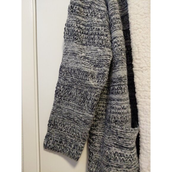 New Ann Taylor Loft Women's Sweater Cardigan Sherpa Trim Pockets Gray Ivory XL - Picture 2 of 7